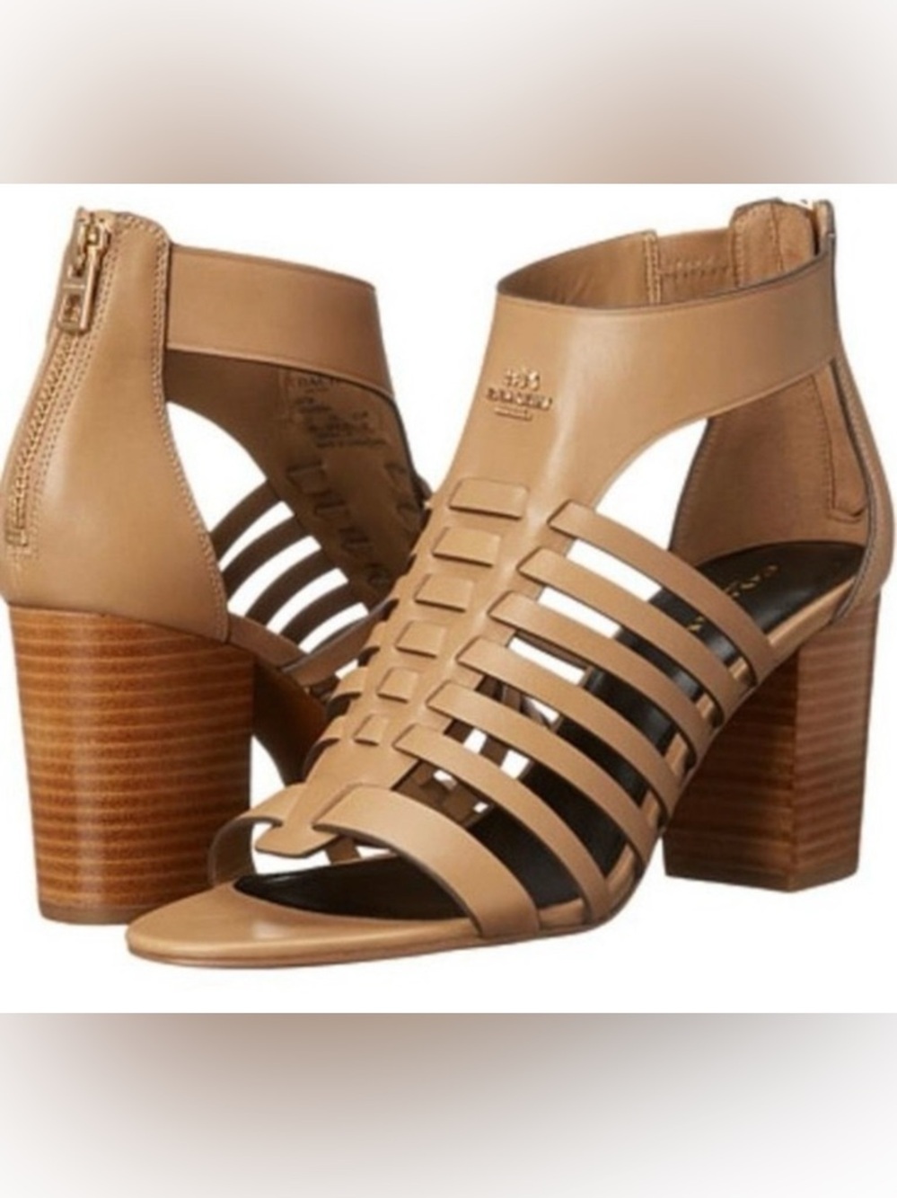 Coach Leandra Tan Leather Gladiator Sandals Block Heel Resort Boho Size 8.5